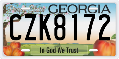 GA license plate CZK8172