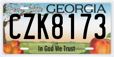 GA license plate CZK8173