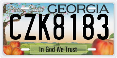 GA license plate CZK8183