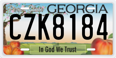 GA license plate CZK8184