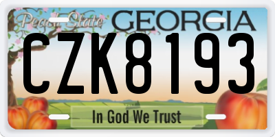 GA license plate CZK8193