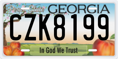 GA license plate CZK8199