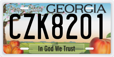 GA license plate CZK8201
