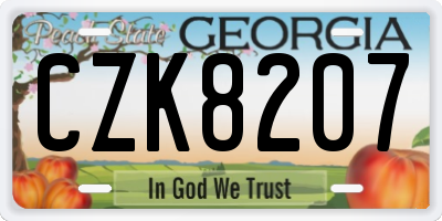 GA license plate CZK8207