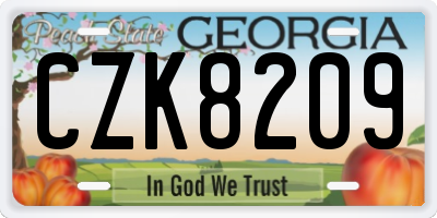 GA license plate CZK8209