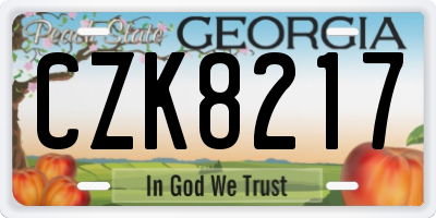 GA license plate CZK8217