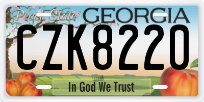 GA license plate CZK8220