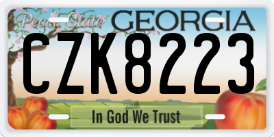 GA license plate CZK8223
