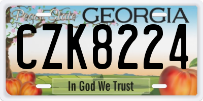 GA license plate CZK8224