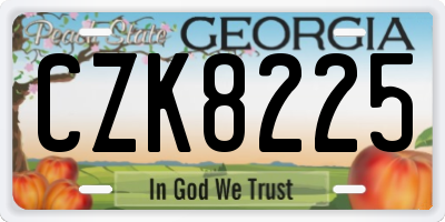 GA license plate CZK8225