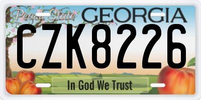 GA license plate CZK8226