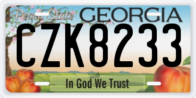 GA license plate CZK8233