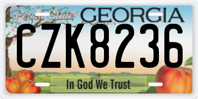 GA license plate CZK8236
