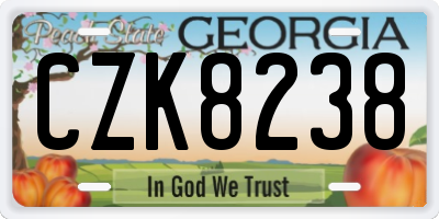 GA license plate CZK8238