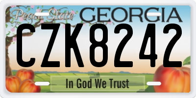 GA license plate CZK8242