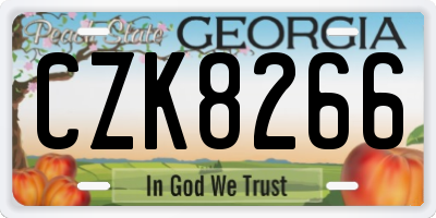GA license plate CZK8266