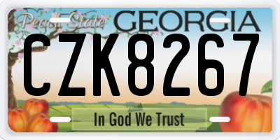 GA license plate CZK8267