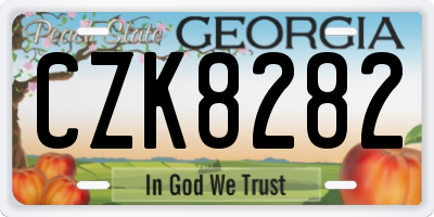 GA license plate CZK8282