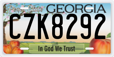 GA license plate CZK8292