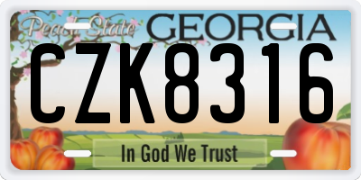 GA license plate CZK8316