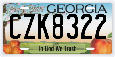 GA license plate CZK8322
