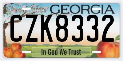 GA license plate CZK8332