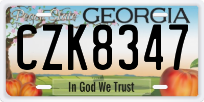 GA license plate CZK8347