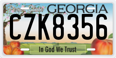 GA license plate CZK8356