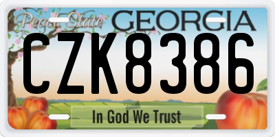 GA license plate CZK8386