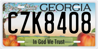 GA license plate CZK8408
