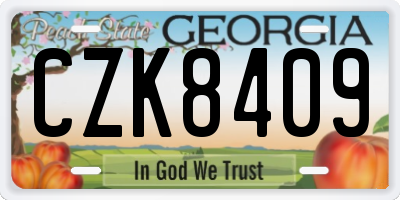 GA license plate CZK8409