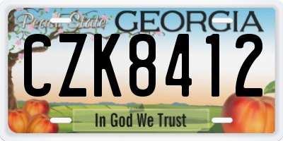GA license plate CZK8412