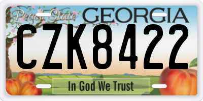 GA license plate CZK8422