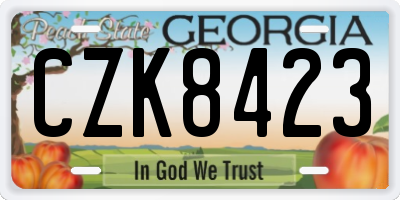 GA license plate CZK8423