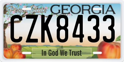 GA license plate CZK8433