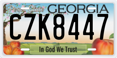GA license plate CZK8447