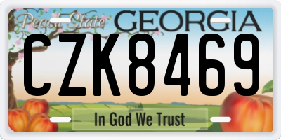GA license plate CZK8469