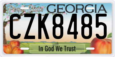 GA license plate CZK8485