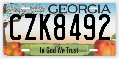 GA license plate CZK8492