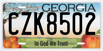 GA license plate CZK8502