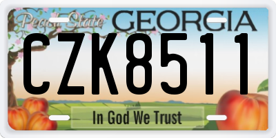 GA license plate CZK8511