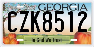 GA license plate CZK8512