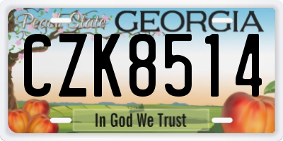 GA license plate CZK8514