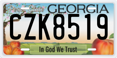 GA license plate CZK8519
