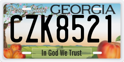 GA license plate CZK8521