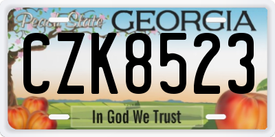 GA license plate CZK8523