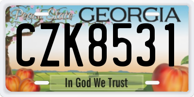 GA license plate CZK8531