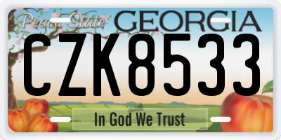 GA license plate CZK8533