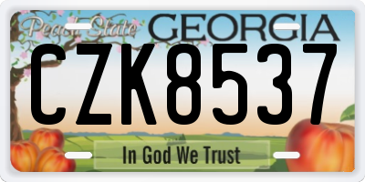 GA license plate CZK8537