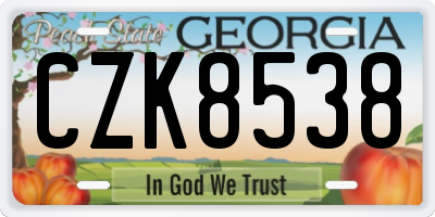 GA license plate CZK8538